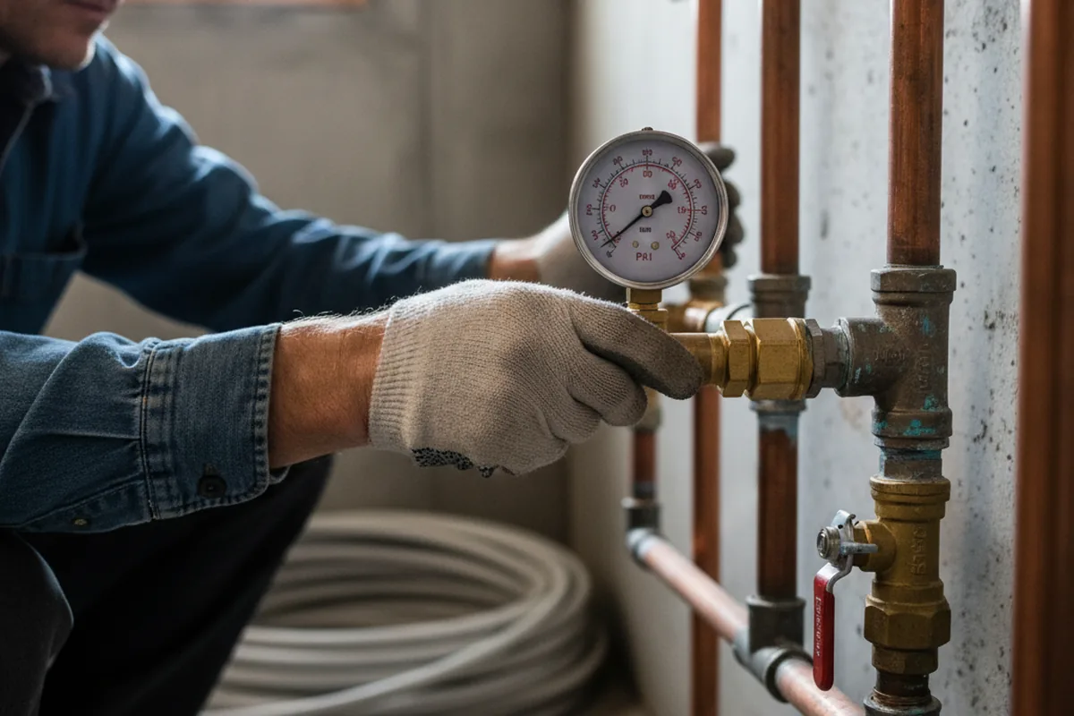 Pressure testing a repaired line during Water Line Repair in Big Cabin